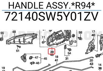 Honda 72140SW5Y01ZV HANDLE ASSY.*R94*