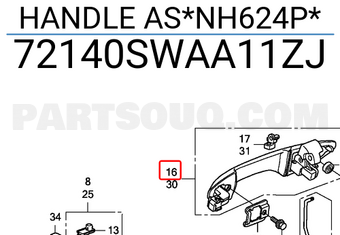 Honda 72140SWAA11ZJ HANDLE AS*NH624P*