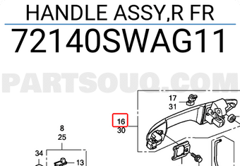 Honda 72140SWAG11 HANDLE ASSY,R FR
