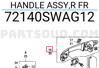 Honda 72140SWAG12 HANDLE ASSY,R FR