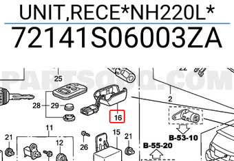 Honda 72141S06003ZA UNIT,RECE*NH220L*