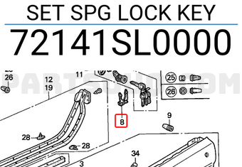 Honda 72141SL0000 SET SPG LOCK KEY