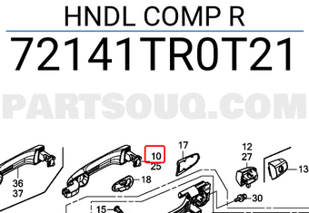Honda 72141TR0T21 HNDL COMP R