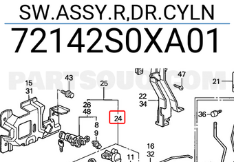 Honda 72142S0XA01 SW.ASSY.R,DR.CYLN