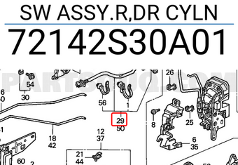 Honda 72142S30A01 SW ASSY.R,DR CYLN