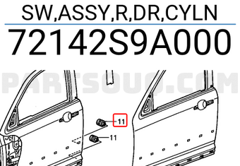 Honda 72142S9A000 SW,ASSY,R,DR,CYLN