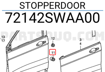 Honda 72142SWAA00 STOPPERDOOR