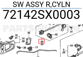 Honda 72142SX0003 SW ASSY R,CYLN