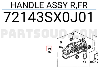 Honda 72143SX0J01 HANDLE ASSY R,FR