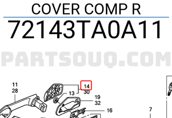 Honda 72143TA0A11 COVER COMP R