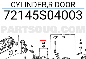 Honda 72145S04003 CYLINDER,R DOOR