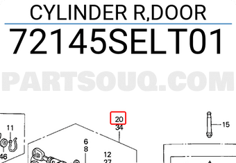 Honda 72145SELT01 CYLINDER R,DOOR
