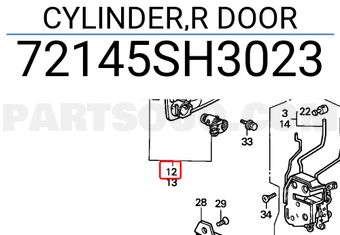 Honda 72145SH3023 CYLINDER,R DOOR