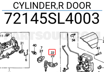 Honda 72145SL4003 CYLINDER,R DOOR