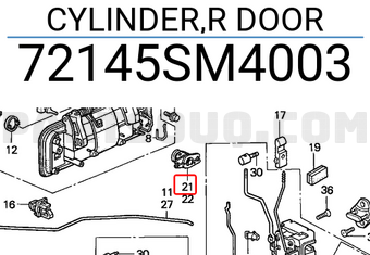 Honda 72145SM4003 CYLINDER,R DOOR