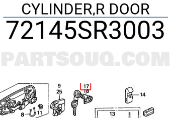 Honda 72145SR3003 CYLINDER,R DOOR