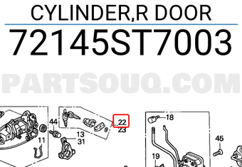 Honda 72145ST7003 CYLINDER,R DOOR