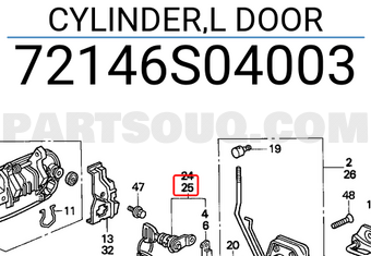 Honda 72146S04003 CYLINDER,L DOOR