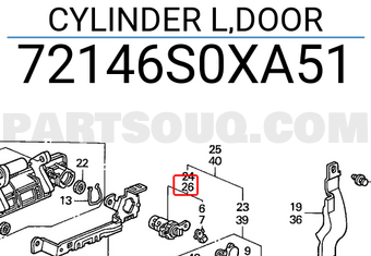 Honda 72146S0XA51 CYLINDER L,DOOR