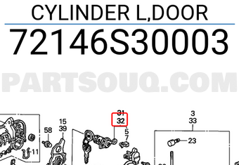 Honda 72146S30003 CYLINDER L,DOOR