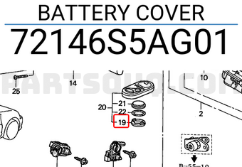 Honda 72146S5AG01 BATTERY COVER