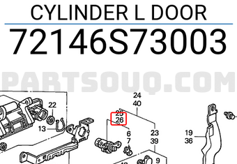 Honda 72146S73003 CYLINDER L DOOR