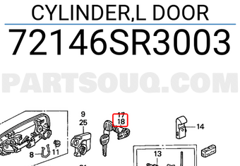 Honda 72146SR3003 CYLINDER,L DOOR