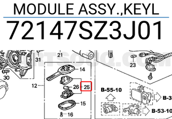 Honda 72147SZ3J01 MODULE ASSY.,KEYL
