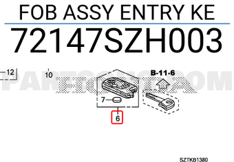 Honda 72147SZH003 FOB ASSY ENTRY KE