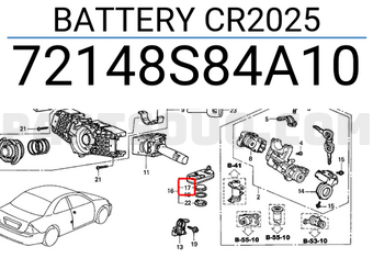 Honda 72148S84A10 BATTERY CR2025