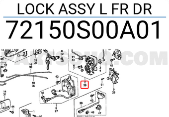 Honda 72150S00A01 LOCK ASSY L FR DR