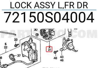 Honda 72150S04004 LOCK ASSY L,FR DR