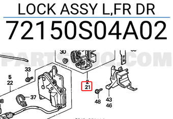 Honda 72150S04A02 LOCK ASSY L,FR DR