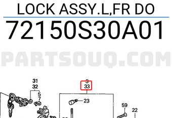 Honda 72150S30A01 LOCK ASSY.L,FR DO
