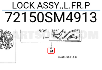 Honda 72150SM4913 LOCK ASSY.,L.FR.P
