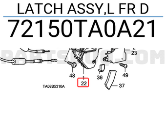 Honda 72150TA0A21 LATCH ASSY,L FR D