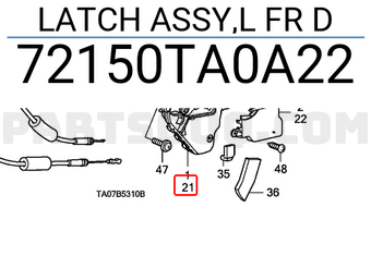Honda 72150TA0A22 LATCH ASSY,L FR D