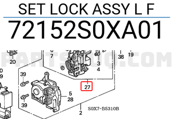 Honda 72152S0XA01 SET LOCK ASSY L F