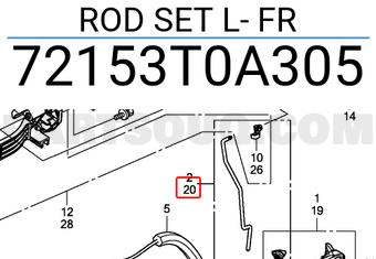 Honda 72153T0A305 ROD SET L- FR