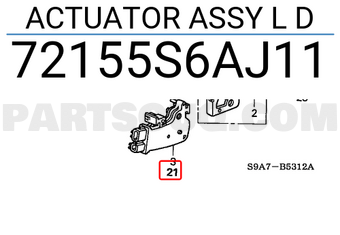 Honda 72155S6AJ11 ACTUATOR ASSY L D