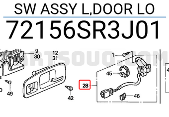 Honda 72156SR3J01 SW ASSY L,DOOR LO
