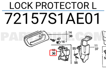Honda 72157S1AE01 LOCK PROTECTOR L