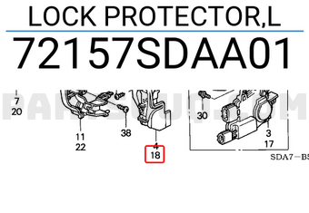 Honda 72157SDAA01 LOCK PROTECTOR,L