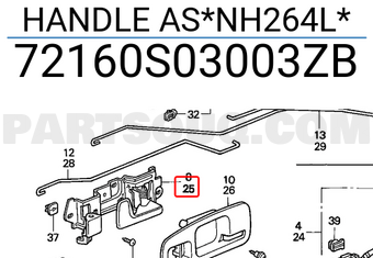 Honda 72160S03003ZB HANDLE AS*NH264L*