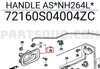 Honda 72160S04004ZC HANDLE AS*NH264L*