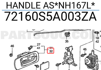 Honda 72160S5A003ZA HANDLE AS*NH167L*