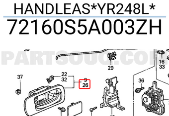 Honda 72160S5A003ZH HANDLEAS*YR248L*