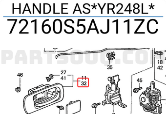 Honda 72160S5AJ11ZC HANDLE AS*YR248L*