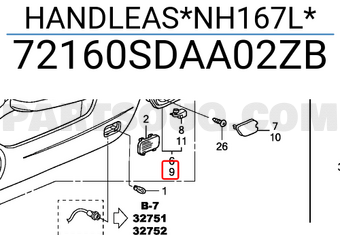 Honda 72160SDAA02ZB HANDLEAS*NH167L*