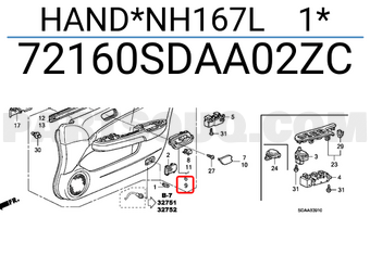 Honda 72160SDAA02ZC HAND*NH167L 1*